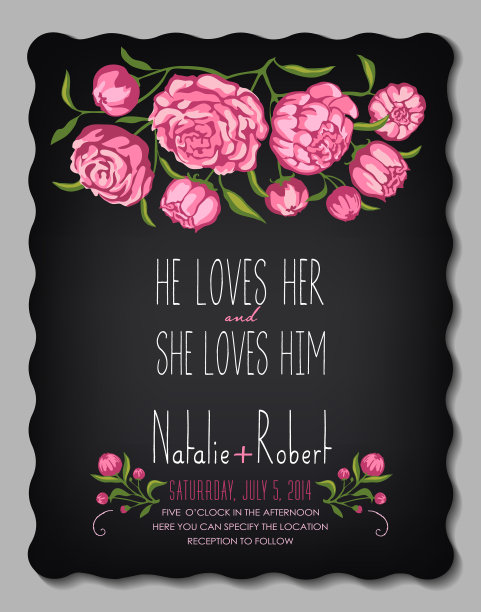 带有花卉背景的婚礼请帖图片下载