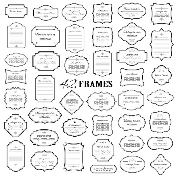 帧和边框的百万集孤立在白色图片下载