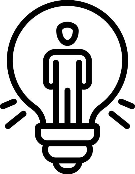 男人灯泡创意图标轮廓风格图片下载