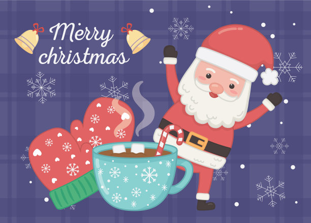庆祝圣诞手套和巧克力杯快乐图片下载