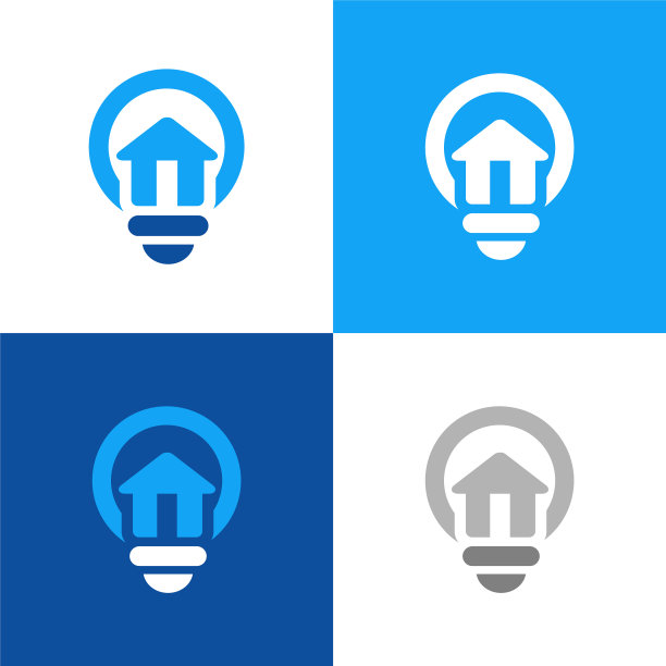 房子和灯泡标志图标模板图片下载