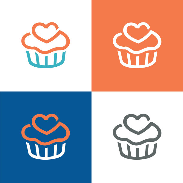 蛋糕或纸杯蛋糕标志设置面包房图标设计图片下载