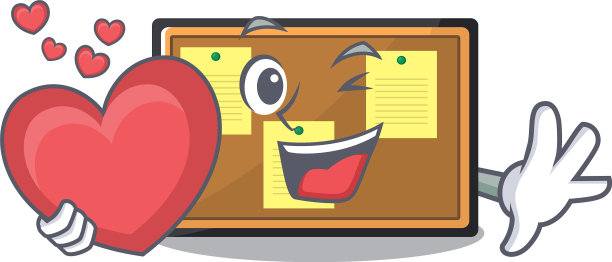 以心形布告栏孤立吉祥物图片下载