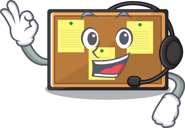 带耳机的玩具布告栏上的卡通图片下载