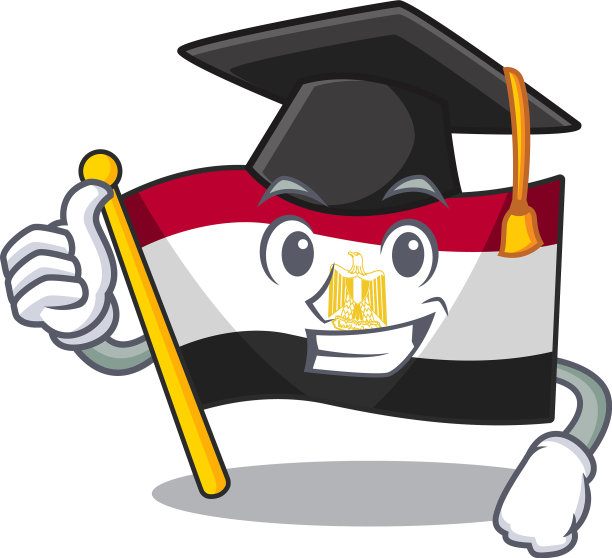 毕业旗杆上挂着埃及国旗图片下载