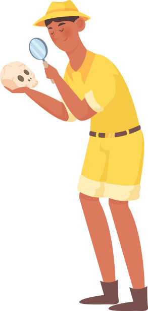 人类考古学家正在研究古代头骨图片下载