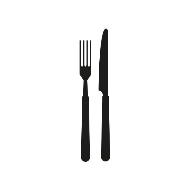 叉子和刀的图标简单的白色图片下载