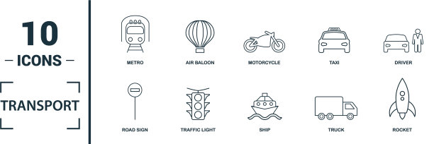 交通图标集包括汽车的创意元素图片下载