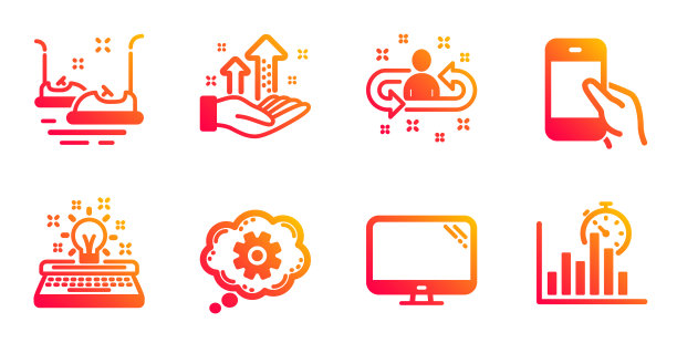 手持智能手机分析图和电脑图标图片下载