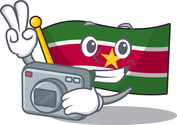 旗帜苏里南孤立在摄影师吉祥物图片下载