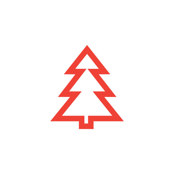 圣诞树红色的图标在白色的背景红色图片下载