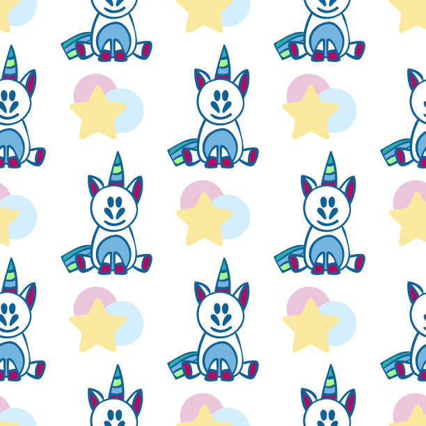 无缝图案与独角兽和星星图片下载