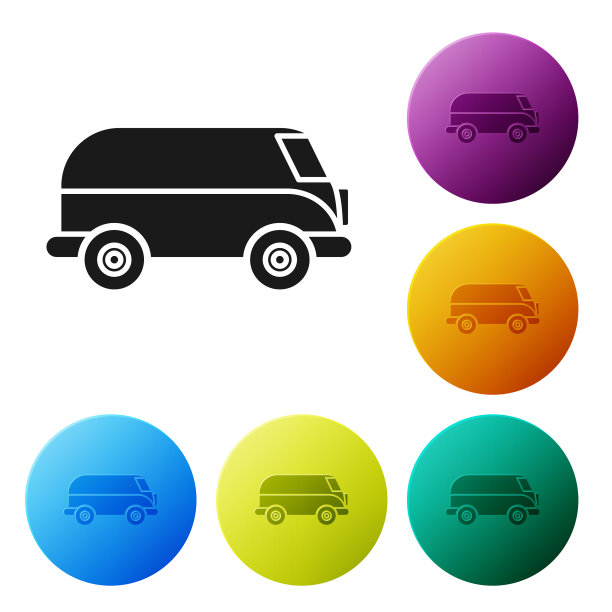 黑色复古小货车图标孤立在白色图片下载