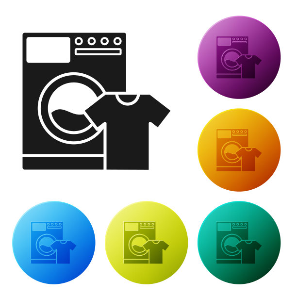 黑色的洗衣机和t恤图标隔离在白色图片下载