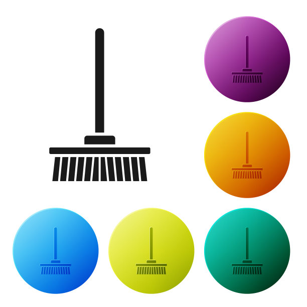 黑色拖把图标孤立在白色背景图片下载