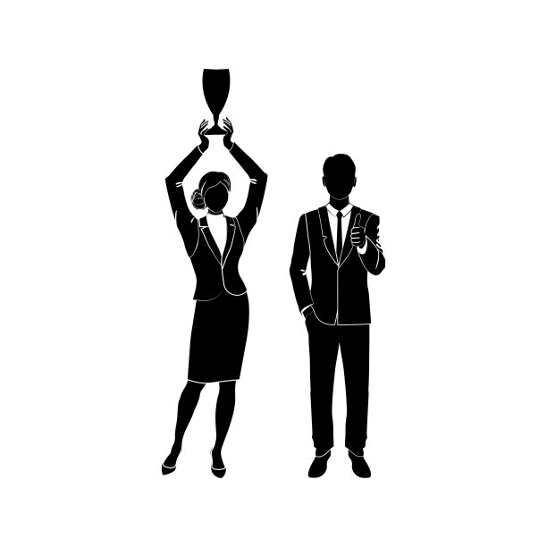 庆祝女商人捧着冠军奖杯图片下载