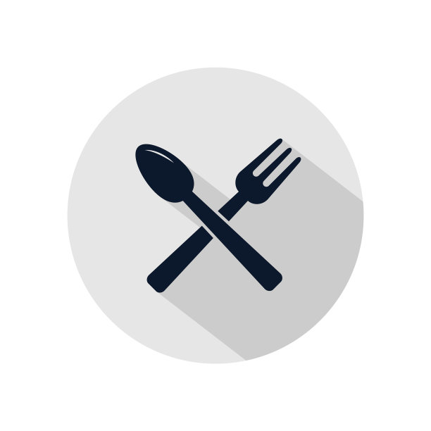 叉子和勺子图标餐具孤立在灰色图片下载