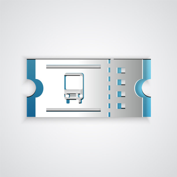 剪纸巴士票图标孤立在灰色图片下载