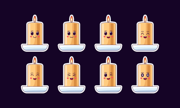 卡通卡哇伊蜡烛圣诞贴纸套装图片下载