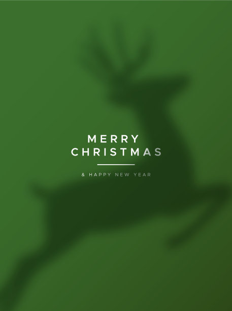 圣诞新年绿驯鹿影卡图片下载
