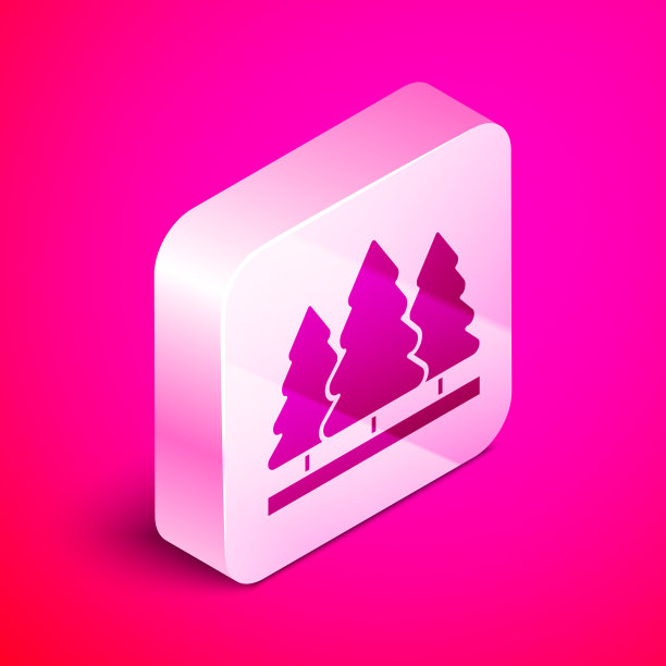 等距圣诞树图标孤立在粉红色图片下载