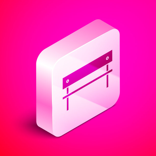 等距长凳图标孤立在粉红色的背景图片下载