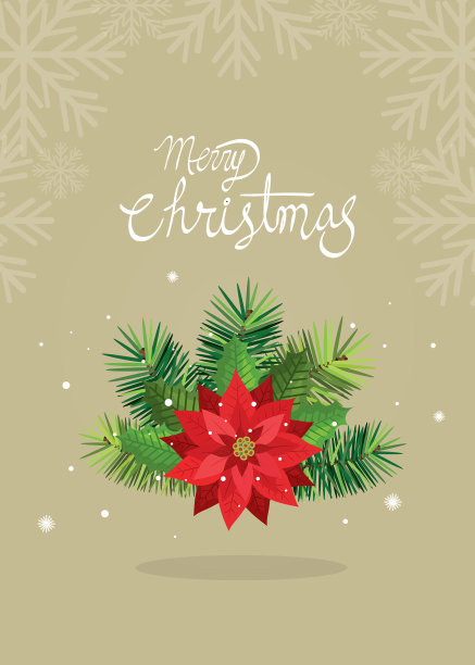 圣诞快乐的花装饰海报图片下载