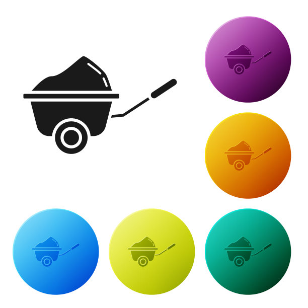 黑色手推车与污垢图标隔离在白色图片下载