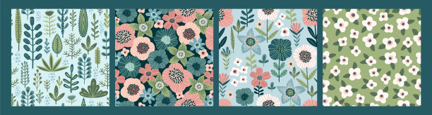 花卉抽象无缝图案设计图片下载