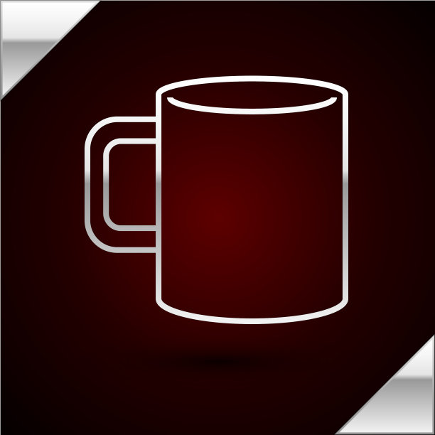 银线咖啡杯平面图标孤立在黑暗图片下载