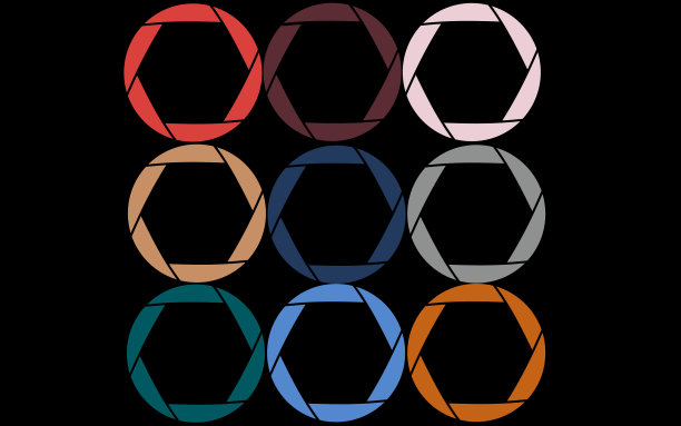 九个色彩鲜艳的彩色横膈膜图片下载