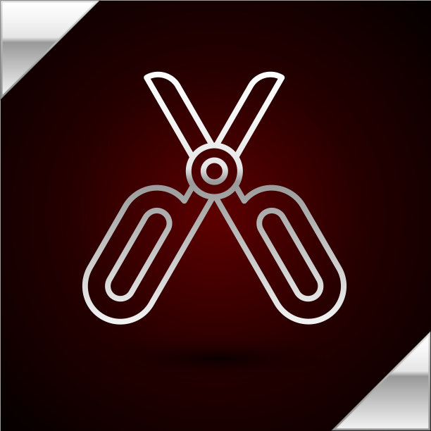 银线剪刀图标孤立在暗红色图片下载