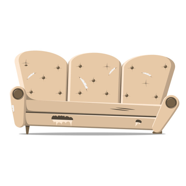 旧损大的咖啡色沙发设计图片下载