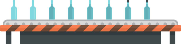 瓶在辊线图标平坦的风格图片下载