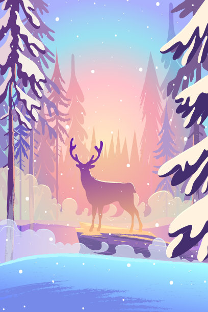 美丽的冬季景观平面设计理念图片下载