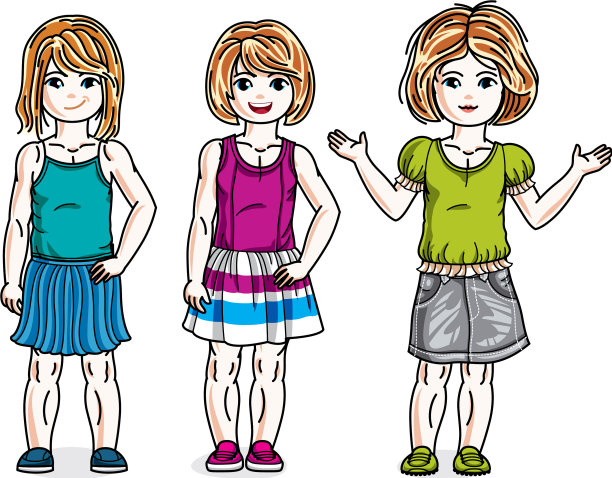 可爱快乐的小女孩摆姿势穿着休闲图片下载