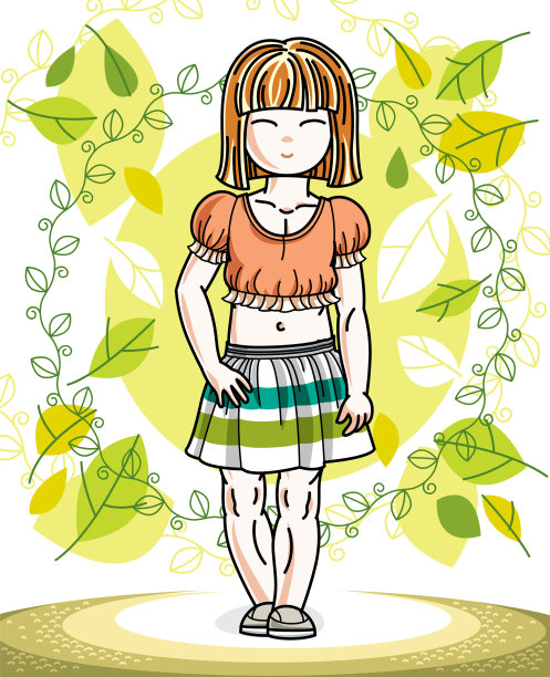 红头发的小女孩站着图片下载