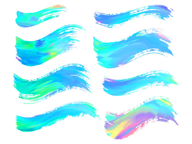 抽象的颜色笔触孤立在白色上图片下载