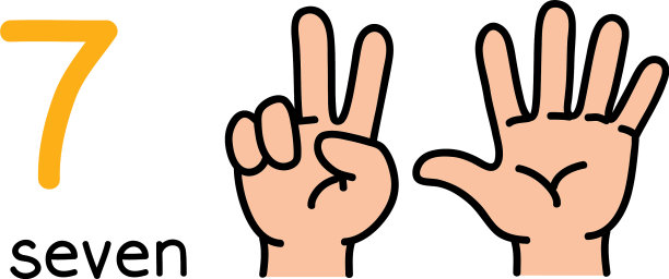 7个孩子的手展示了7号手势图片下载