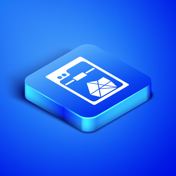 等距3d打印机图标孤立在蓝色图片下载