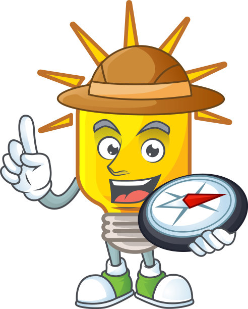 探险者灯黄色与卡通人物形状图片下载
