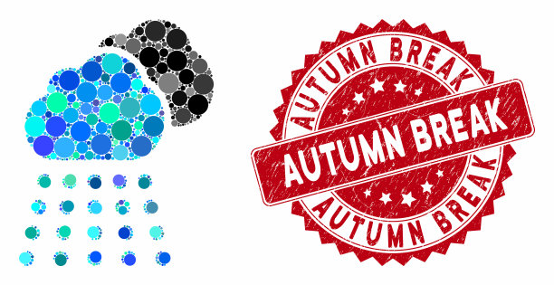 用邋遢的秋破邮票拼贴雨云图片下载