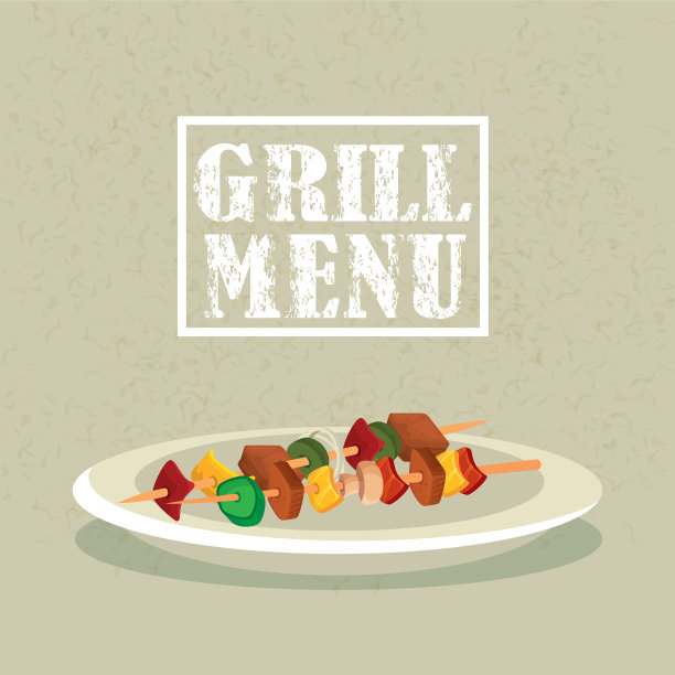 烧烤菜单与美味的肉串在菜图片下载