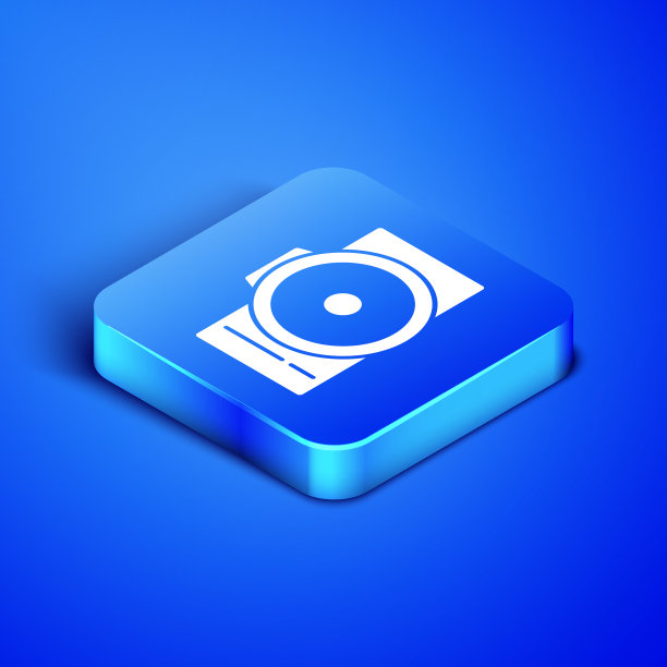 等距摄影相机图标孤立在蓝色图片下载