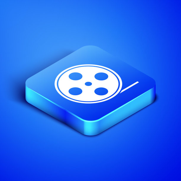 等距胶片卷轴图标孤立在蓝色图片下载