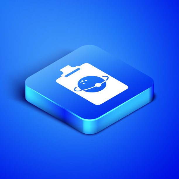 等距行星图标孤立在蓝色背景图片下载