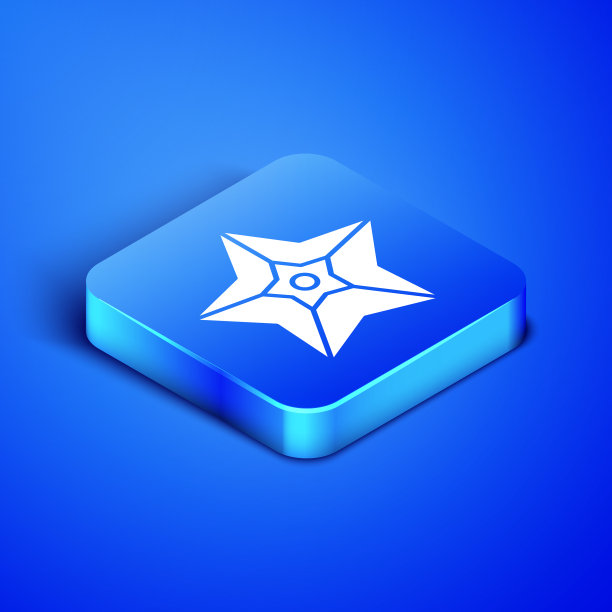 等距圣诞星图标孤立在蓝色图片下载