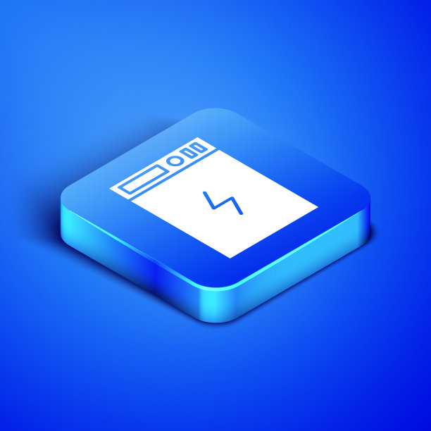 等距电源银行图标隔离在蓝色图片下载