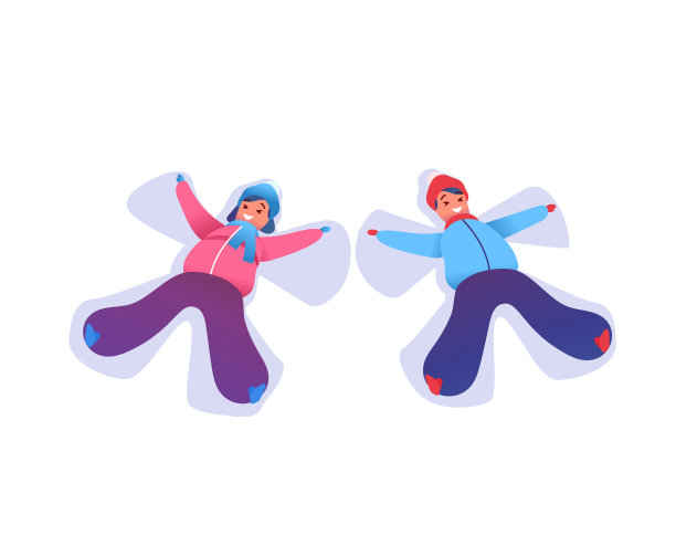 Flat boy boy躺在雪地里的小天使snow girl图片下载