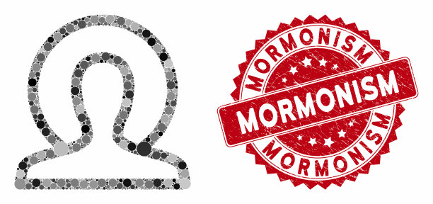 拼贴圣与刻有摩门教印章图片下载